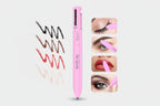 Pink touch-up pen with color swatches and application examples on a white background