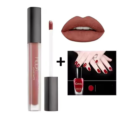 Combo of lip gloss and nail paint