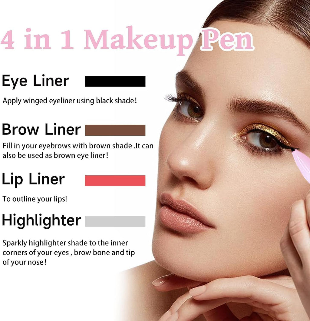4-in-1 Makeup Pencil – Multi-Functional Beauty Pen (Eyebrow, Eyeliner, Lip Liner & Highlighter)