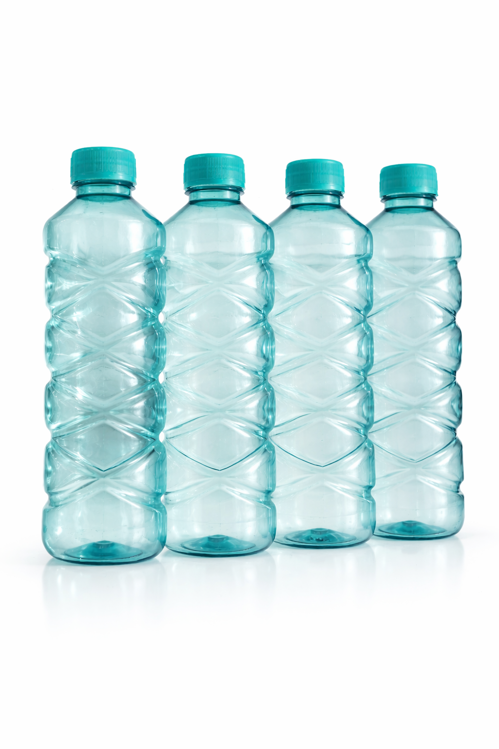 Pack of 4 Clear Plastic Water Bottles for Fridge – Protein Shaker & Sports Bottles with Lid | BPA-Free Transparent Drinking Bottles for Gym, School, College, Travel & Outdoor Activities
