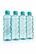 Pack of 4 Clear Plastic Water Bottles for Fridge – Protein Shaker & Sports Bottles with Lid | BPA-Free Transparent Drinking Bottles for Gym, School, College, Travel & Outdoor Activities