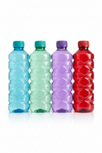 Pack of 4 Clear Plastic Water Bottles for Fridge – Protein Shaker & Sports Bottles with Lid | BPA-Free Transparent Drinking Bottles for Gym, School, College, Travel & Outdoor Activities