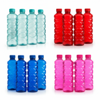 Pack of 4 Clear Plastic Water Bottles for Fridge – Protein Shaker & Sports Bottles with Lid | BPA-Free Transparent Drinking Bottles for Gym, School, College, Travel & Outdoor Activities