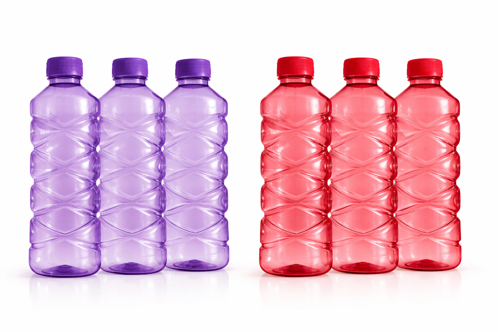 Pack of 4 Clear Plastic Water Bottles for Fridge – Protein Shaker & Sports Bottles with Lid | BPA-Free Transparent Drinking Bottles for Gym, School, College, Travel & Outdoor Activities