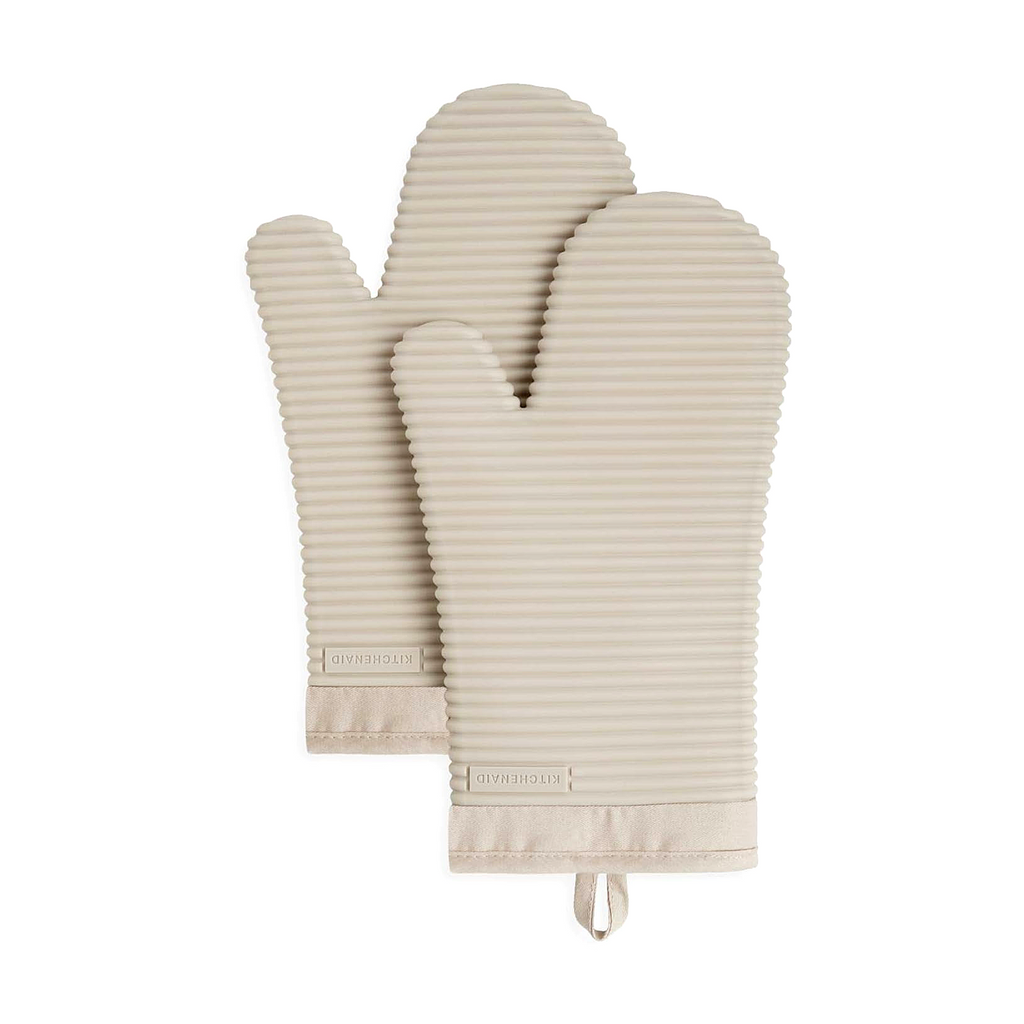 KitchenAid 7.5"x13" Silicone Oven Mitts - Waterproof & Non-Slip Grip 2 Pack Set
