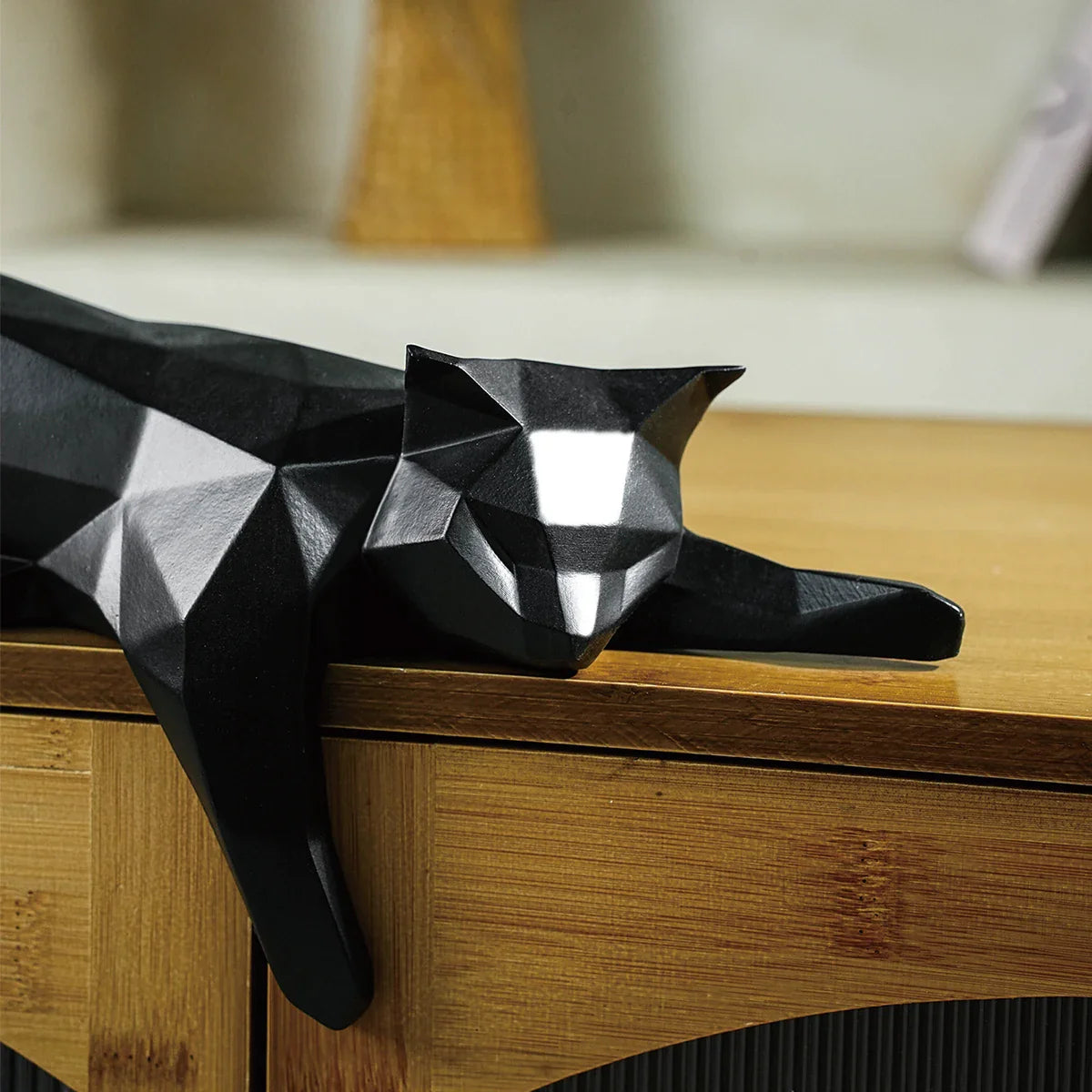 Geometric Cat Statue - Modern Minimalist Room Decor Figurine