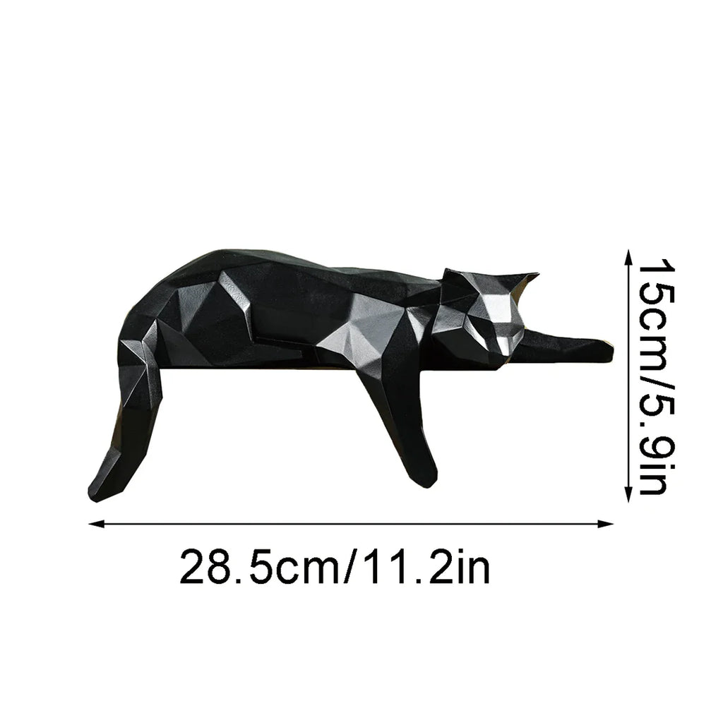 Geometric Cat Statue - Modern Minimalist Room Decor Figurine