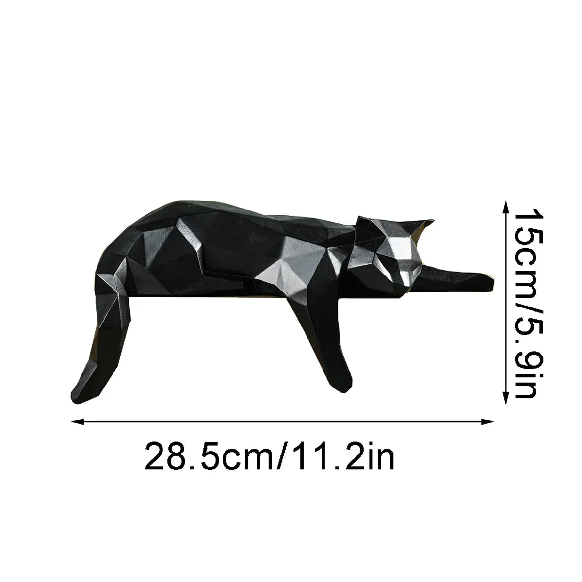 Geometric Cat Statue - Modern Minimalist Room Decor Figurine