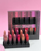 Huda Beality Matte Lipstick - Creamy & Long Lasting Lipstick - Pack of 12