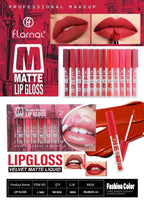 Flormar Lip gloss -superb long lasting waterproof matte lipgloss nude Red- Pack of 12