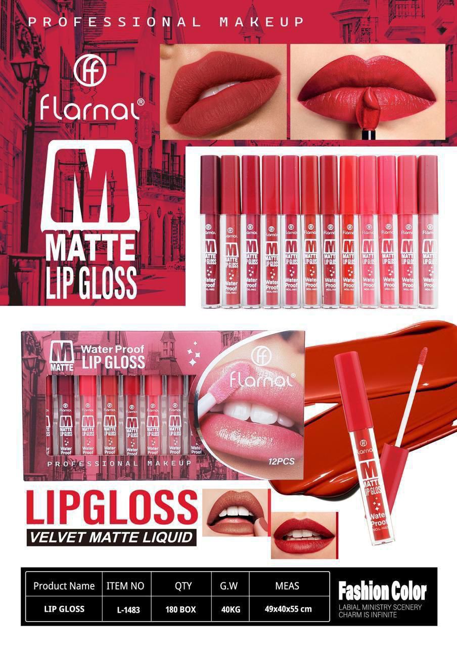 Flormar Lip gloss -superb long lasting waterproof matte lipgloss nude Red- Pack of 12