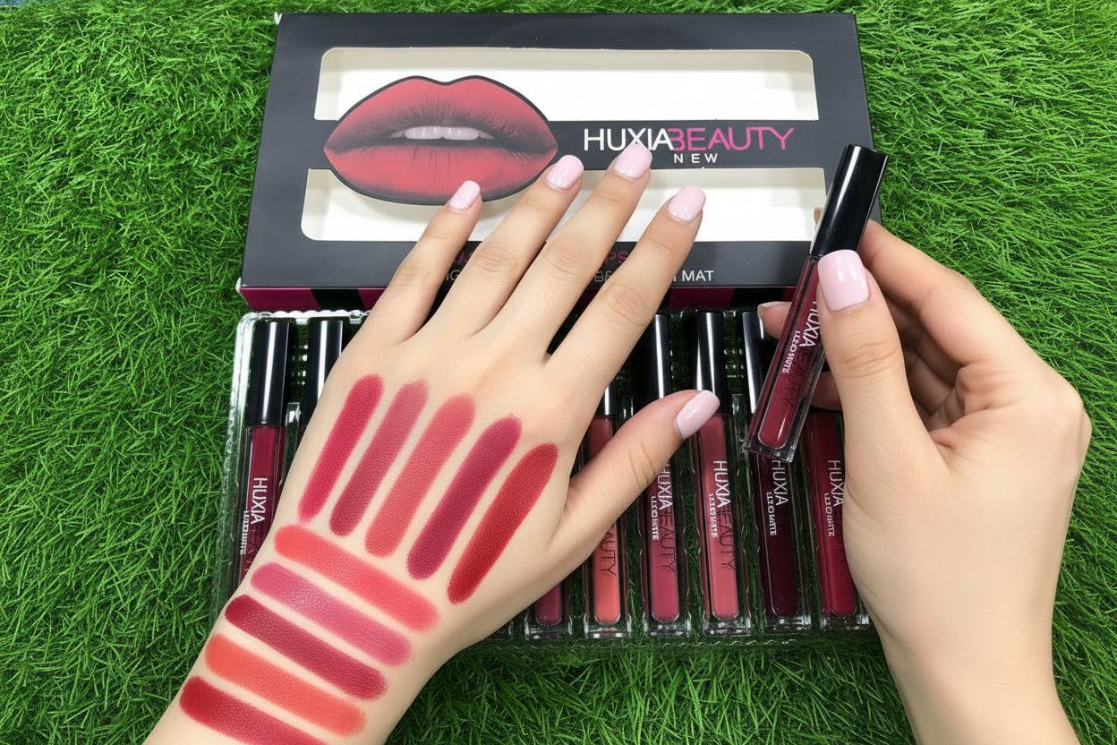 Huxia Beauty Long Lasting Waterproof Matte Lip Gloss – Pack of 12 Colors